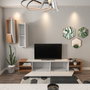 Hanah Home Mueble de TV Zebra Blanco y Teca